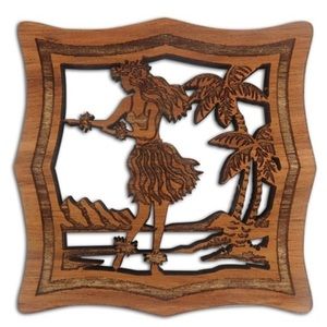 Hula Girl wood coasters Hawaii
